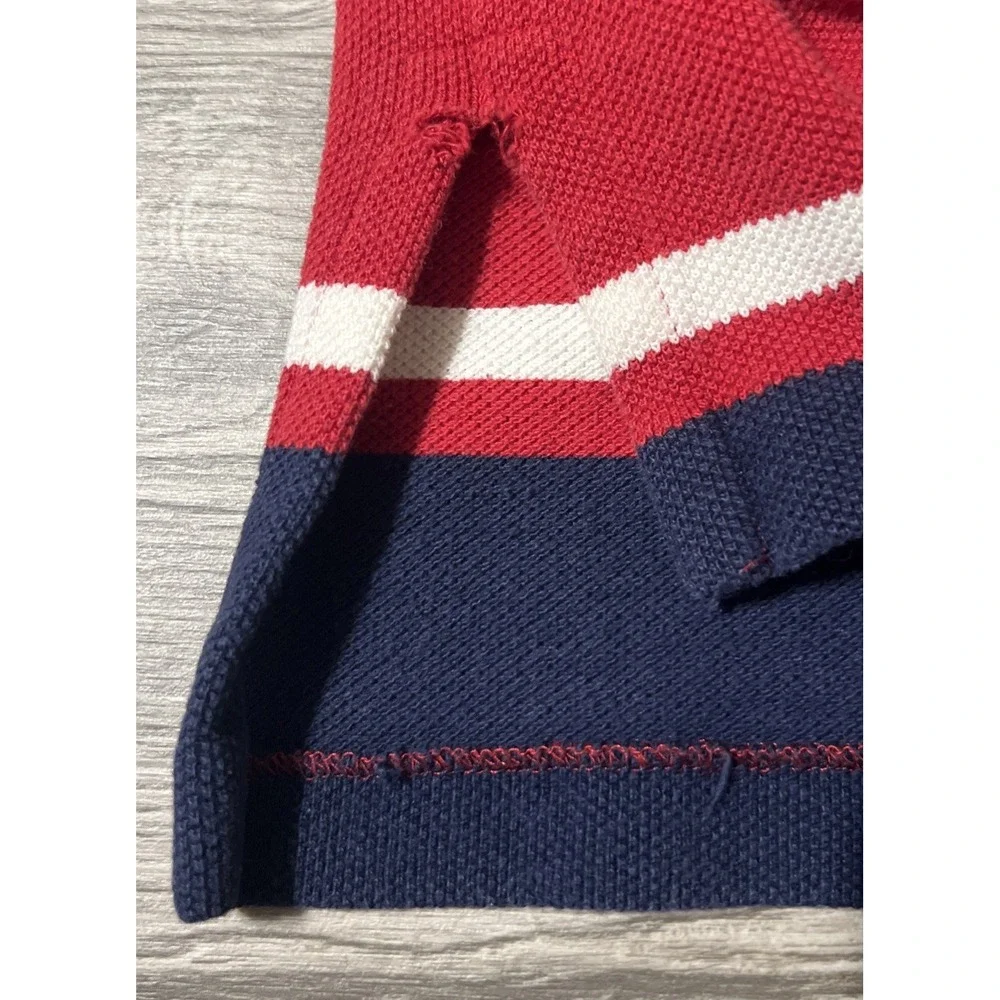 Vintage Ralph Lauren Striped‎ Red/White/Blue Short Sleeve Rugby Polo Size Large